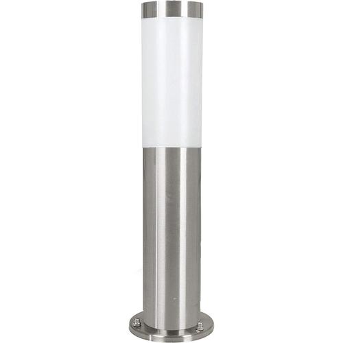 Eglo Lampadaire Helsinki, Borne Lumineuse Pour Jardin Et Chemin, Potelet Éclairage Extérieur En Acier Inox Et Plastique, Lampe Sur Pied En Aspect Argenté Et Blanc, Douille E27, Ip44