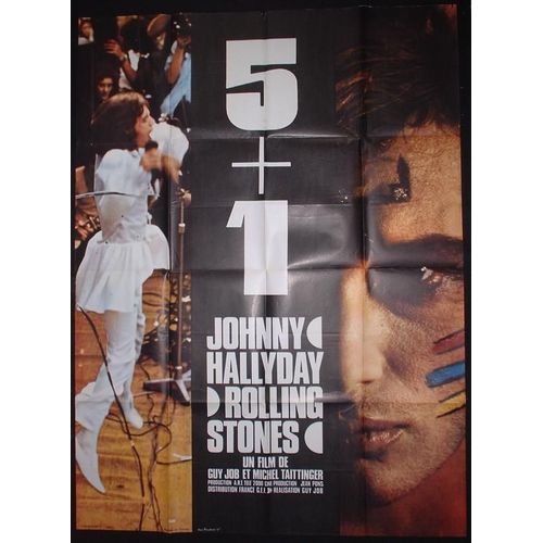 5+1 Johnny Hallyday / Rolling Stones * Guy Job & Michel Taittinger - Film 1970 - Affiche De Cin?ma Originale Ancienne - 120x160 Cm - Movie Poster * Rolling Stones ; Johnny Hallyday - Film Musical