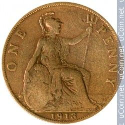 Grande Bretagne = Pièce De One Penny De 1913  En Bronze