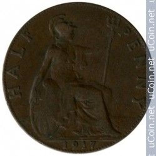 Grande Bretagne = Pièce De Half Penny De 1917, En Bronze