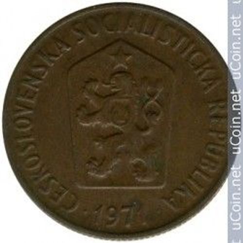 Tchecoslovaquie = Pièce De Monnaie De 50 Hellers, Année 1971, En Bronze, Lion