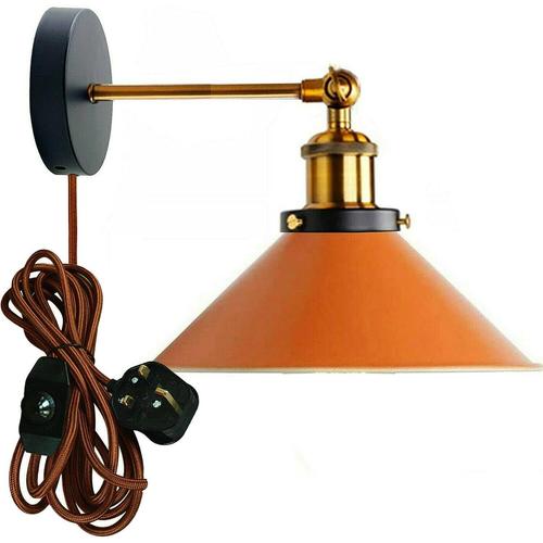 Applique Murale Industrielle E27 Base Vintage Applique Murale Rétro Design Lampe Orange, Abat-Jour En Métal Lampes Murales D'intérieur Loft