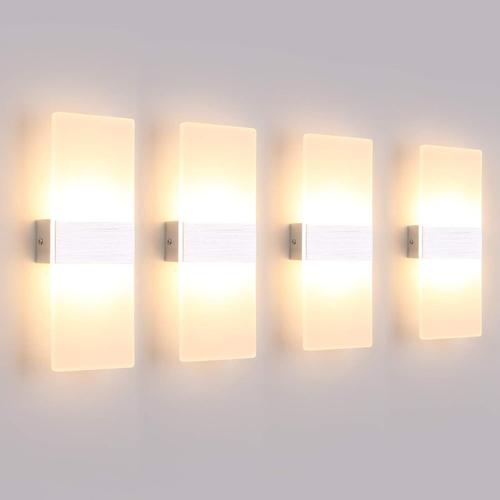 4 Pack Applique Murale Interieur 12W LED Lampe Murale Designe Créatif Décoratif Pour Chambre Couloir Salon Hôtel Salle Blanc Chaud 3000K