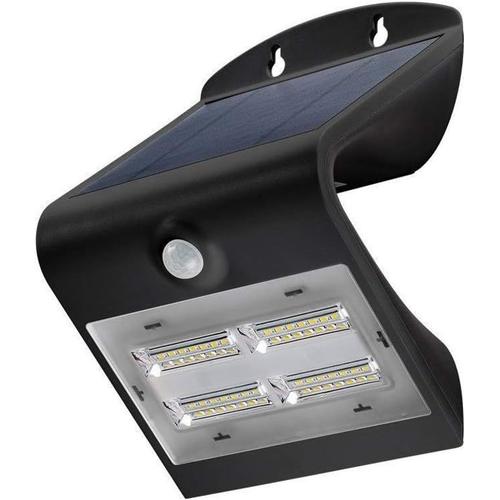 Applique/Lampe Murale Solaire Led Extérieur - Détecteur De Mouvement - Ip 65 - Etanche - Sans Fil -Lumière Vive - Batterie Li-Ion - 2000 Mah - 3 Modes D'éclairage - 3,2 Watts - Couleur Noir