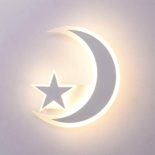 15w Appliques Murales Led Étoile Lune Mur Lumière Lampe De Chevet Lumière De Décoration Lampe Murale, Pour Le Salon, Chambre D'enfants, Blanc Chaud 3000k