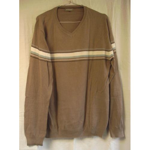 Pull Marron Clair Et Rayé - In Extenso - Taille L