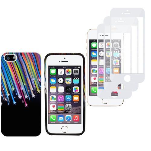 Coque Gel Pour Apple Iphone 5/ 5s/ Se De Couleur Étoile Filante - Noir + 3 Films Verre Trempé - Blanc