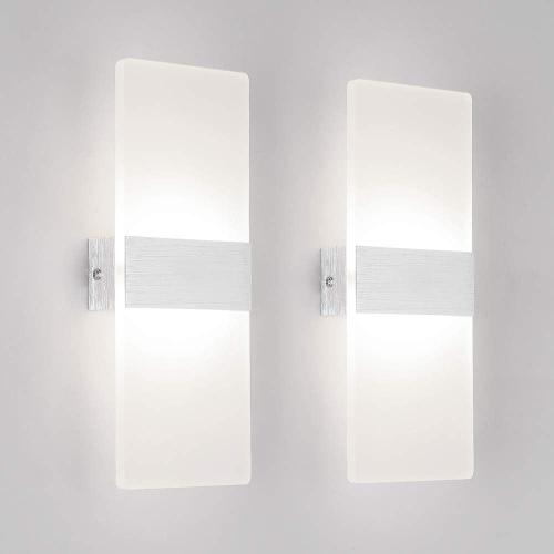 2 Pack Applique Murale Interieur 12W LED Lampe Murale Designe Créatif Décoratif Pour Chambre Couloir Salon Hôtel Salle Blanc Naturel 4000K