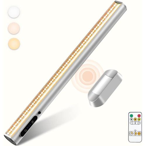 Reglette LED Cuisine Sans Fil, 4000mAh Lampe de Bureau Rechargeable USB, Lumiere Magnétique avec Télécommande, Eclairage Murale pour Placard, Tableau, Miroir, Armoire, Bibliothèque