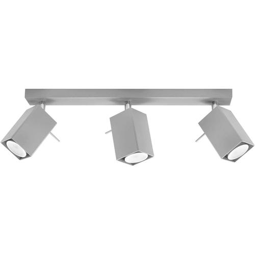 Merida 3 Plafond Plafonnier Minimaliste pour Intérieurs Support d'Abat-Jour Mobile Ampoule GU10 Remplaçable 3 x 40 W 3 x 12 W LED Acier Revêtement Poudre Gris 45 x 6 x 16 cm