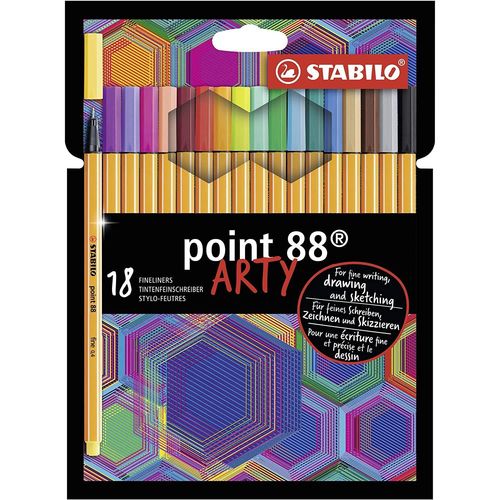 Stabilo Etui 18 Stylos Feutres Point 88 Arty Pointe Fine Assorties