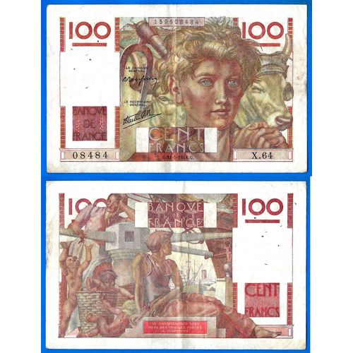 France 100 Francs 1946 Jeune Paysan Billet Frc Frs Frcs Europe