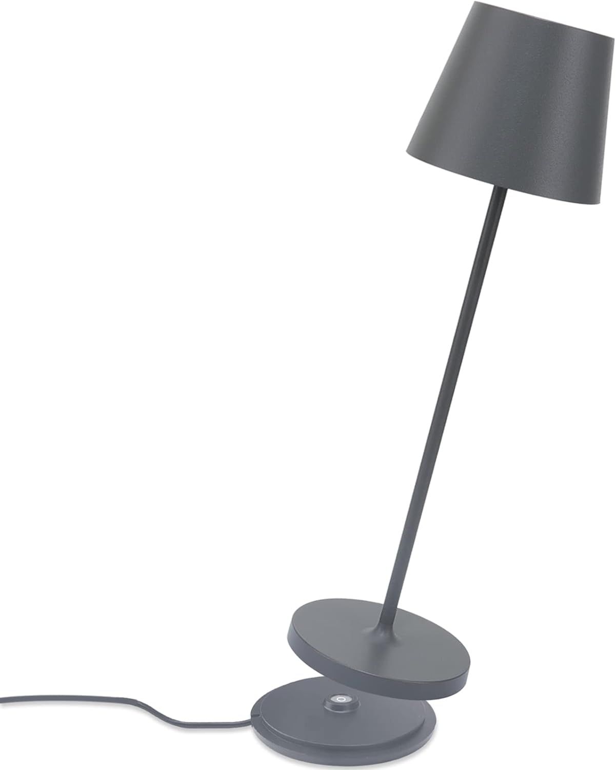 Lampe De Table À Batterie Led | Dimmable Luminosité | Rechargeable Couleur De Lumière Blanche Chaud | Pour L'intérieur Et L'extérieur | Avec Contacter La Base De Recharge | Gris Foncé