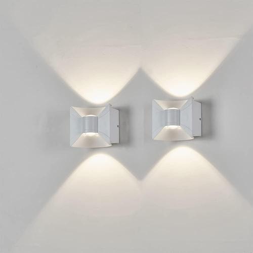 2 pièces luminaires exterieures porte entree alu 6 W LED bridgelux COB applique murale interieur blanche design lampe murale d'escalier 3000K (blanc/blanc naturel)