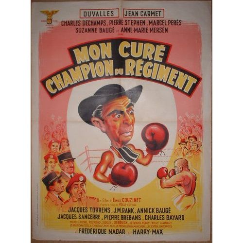Mon Cure Champion Du Regiment * Emile Couzinet - Film 1955 - Affiche De Cin?ma Originale Ancienne 60x80 Cm Movie Poster Boxe * Duvalles ; Jean Carmet ; Marcel Peres