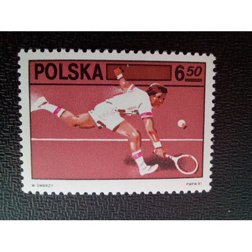 Timbre Pologne Yt 2572 60e Anniversaire. De La Fédération Polonaise De Tennis 1981 ( 60404 )