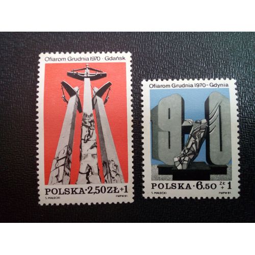 Timbre Pologne Yt 2597 - 2598 Séries: Mémoriaux Aux Victimes Des Soulèvements De 1970 1981 ( 60404 )