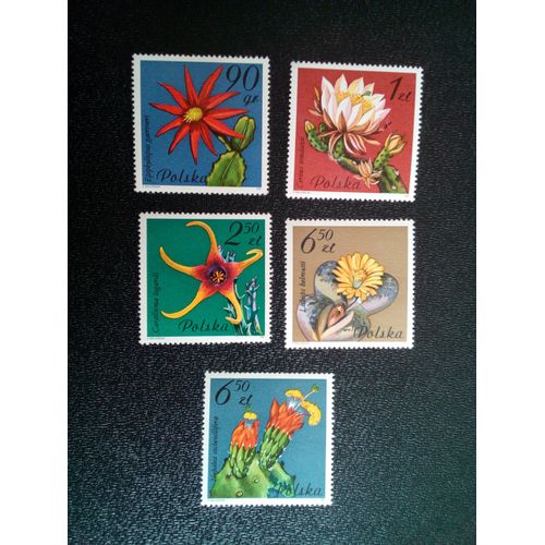 Timbre Pologne Yt 2599 - 2600 - 2603 A 2605 Plantes Succulentes À Fleurs 1981 ( 60404 )