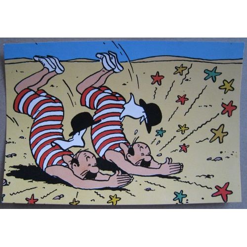 Q8 - Cartes Publicitaires Tintin. Dupond Et Dupont Plongent Dans Le Sable. Le Mirage. Tintin Et Milou