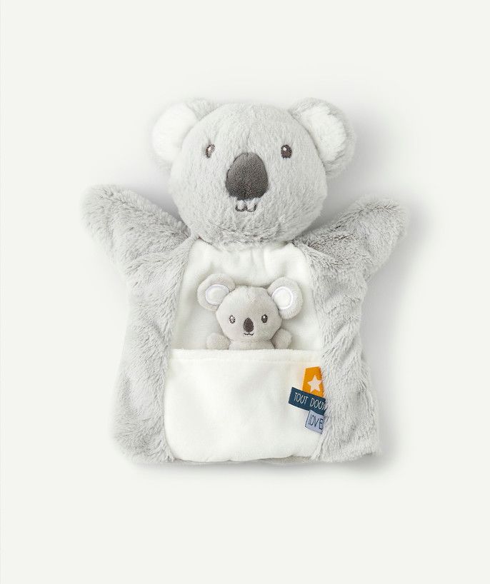 Doudou Koala Tape A L'oeil Gris Blanc Poche Bebe Tout Doux Love Jouet Naissance Tao