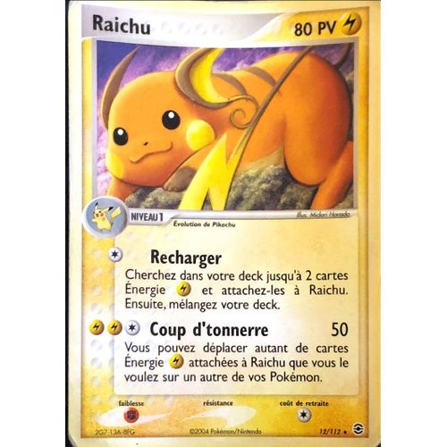 Carte Pokemon Raichu 12/112 80pv