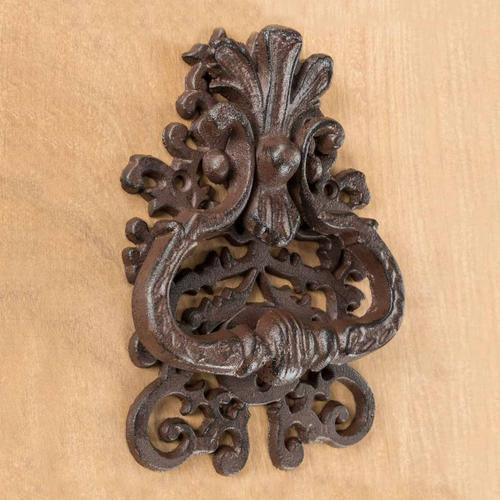 Heurtoir de porte décoratif en fonte marron - motif classique