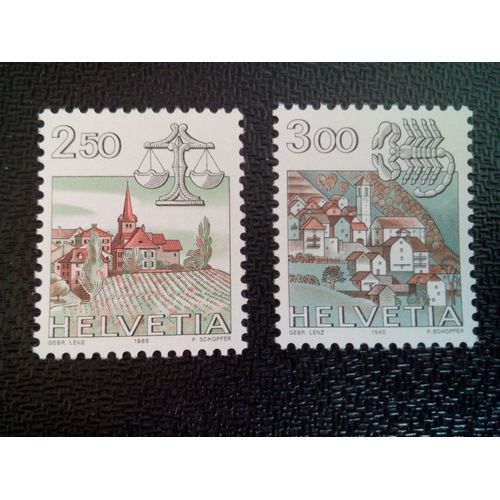 Timbre Suisse Yt 1217 - 1218 Séries: Signes Et Paysages Du Zodiaque 1985 ( 70404 )