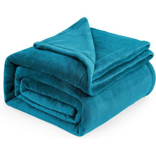 Plaid Polaire 220x240 Couverture - Couvre Lit 2 Personnes Turquoise, Jete De Canape Grande Taille, Plaid Canapé Flanelle Doux Et Chaude