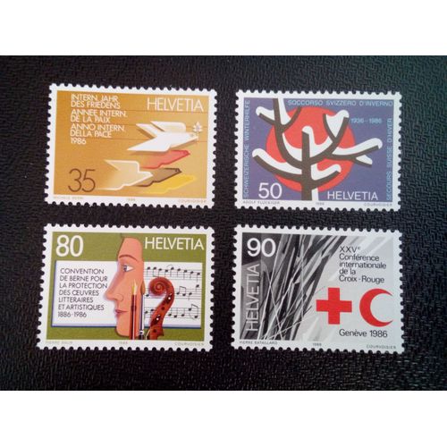 Timbre Suisse Yt 1256 A 1259 Séries: Année Internationale De La Paix 1986 ( 70404 )