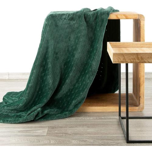 Plaid - Douce Et Moelleuse - En Microfibre - Vert Foncé 4 -170 X 210 Cm