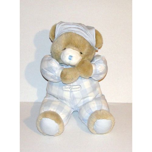Ours Bébé Jacadi Qui Dort Peluche Doudou Ours Corps En Tissus A Carreaux Bleu 43 Cm