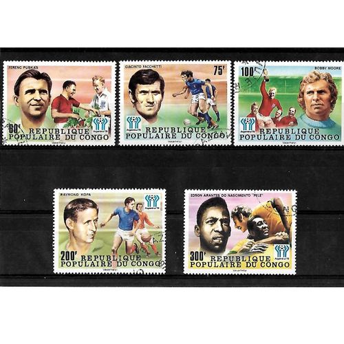 Congo- 1978 -Argentina-Coupe Du Monde De Football Du N° 486 Au N°490 -Lot De 5 Timbres Oblitérés-Très Bon Etat