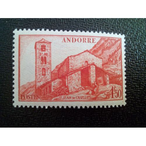 Timbre Andorre Yt 102 Église Sainte-Jeanne De Caselles 1944 ( 80404 )