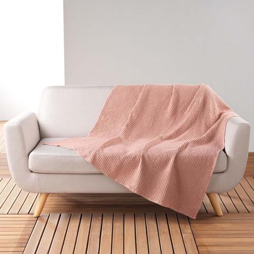 Douceur D'intérieur, Plaid (125 X 150 Cm) Gaufrette Rose, Coton