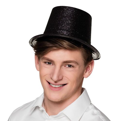 Chapeau Haut De Forme Noir À Paillettes Adulte Taille Unique