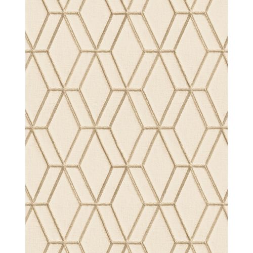 Papier peint à motifs graphiques Profhome DE120063-DI papier peint intissé gaufré à chaud gaufré avec un motif de losanges brillant beige or 5,33 m2