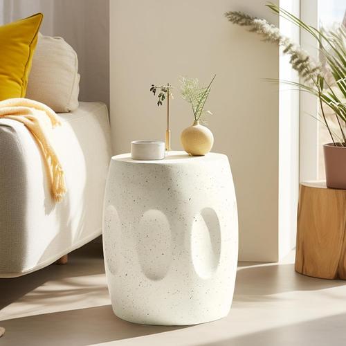 Table Basse Marbre Rond: Table D¿Appoint Design Blanc Guéridons De Salon Moderne Et Scandinave Pour Chambre - 34x46cm