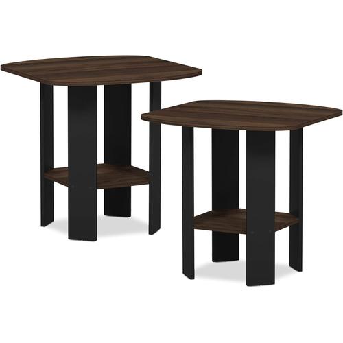 2-Pack Design Simple Table De Bout/Côté, Noyer Noir, Ensemble De 2, Bois Dense, Columbia Walnut/Black