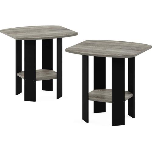 Simple Design Tables De Bout, Bois, Chêne Français Gris/Noir, Taille Unique, One Size