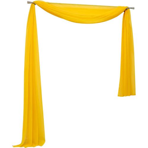 Cantonnière Voilage Décoratif Couleur Unie Jaune Largeur 140 Cm Longueur 400 Cm