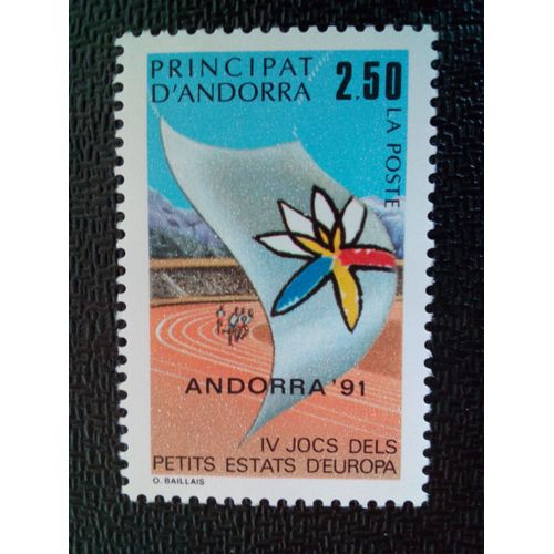 Timbre Andorre Yt 401 Jeux De Sport Petits Pays 1991 ( 90404 )
