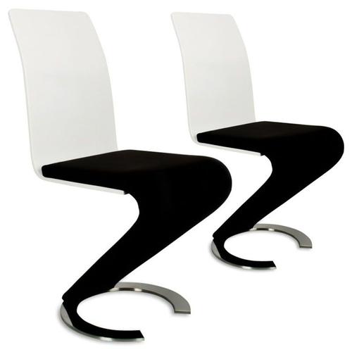 Lot de 2 chaises design noir et blanc HUGO Rakuten