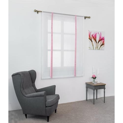 1 Pièce Store Romain Translucide Tulle Rideaux Voilages Vertical Poche De Tige Pour Chambre Cuisine Salon, Rubans Rose Clair, Largeur 80cm X Hauteur 120cm