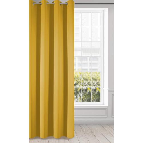 Rideau Occultant Extra Long-1 Unité, Oeillets, Blocage De La Lumière, Assombrissement De La Pièce, Chambre À Coucher, Salon, Satin, Jaune Moutarde, 135x250 Cm