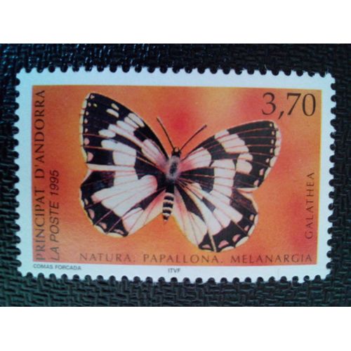 Timbre Andorre Yt 463 Blanc Marbré (Melanargia Galathea) 1945 ( 90404 )