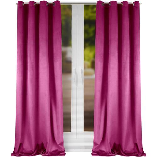 Rideau Élégant En Velours De Qualité Supérieure Pour Salon Et Chambre À Coucher, Rideaux Décoratifs À ?illets, Rideau Occultant Thermique, 145 X 250 Cm, 1 Pièce (Fuchsia)