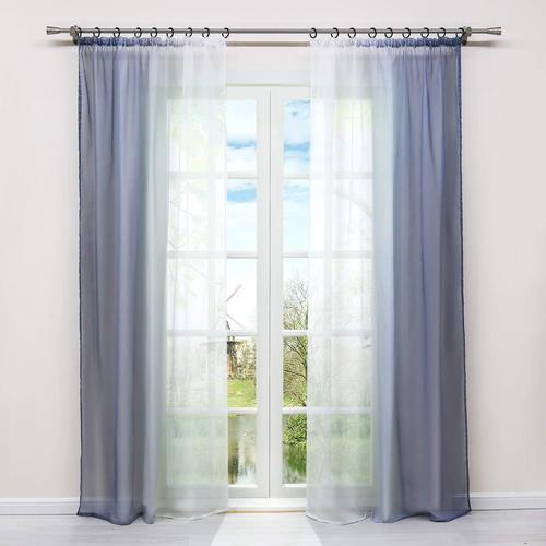 Lot De 2 Rideaux Voilages Dégradé Blanc Et Gris H/L 225/140cm À Galon Fronceur Polyester Transparent Installation Facile Décor De Grande Fenêtre Pour Chambre Balcon Cuisine