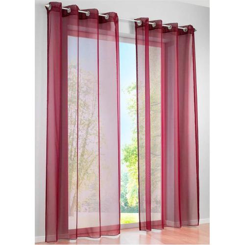 2 Panneaux Rideaux Voilages À ?illets Semi-Transparents Pour Fenêtres, Balcon, Salon (Largeur 140cm X Hauteur 145cm, Rouge Foncé)