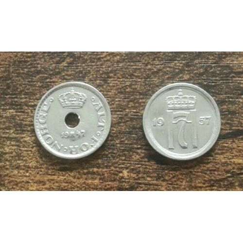 Lot 2 Pièces 10 Ore Norvège 1947 Et 1957