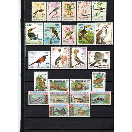 42 Timbres Kampuchea Obliteres De 1983 À 1987